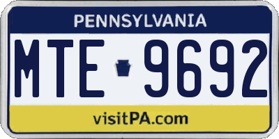 PA license plate MTE9692