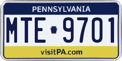 PA license plate MTE9701