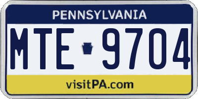 PA license plate MTE9704