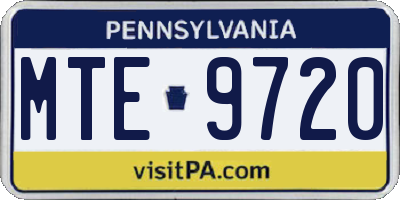 PA license plate MTE9720