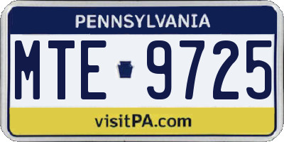 PA license plate MTE9725