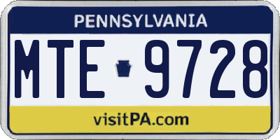 PA license plate MTE9728