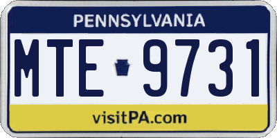 PA license plate MTE9731