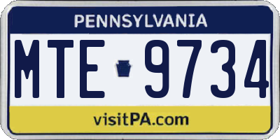 PA license plate MTE9734