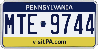 PA license plate MTE9744
