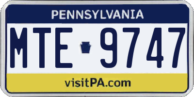 PA license plate MTE9747