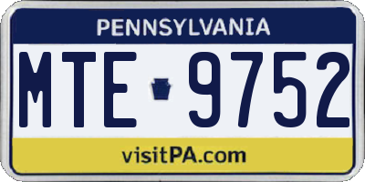PA license plate MTE9752