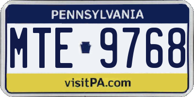PA license plate MTE9768