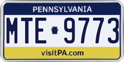 PA license plate MTE9773