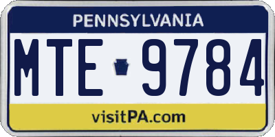 PA license plate MTE9784