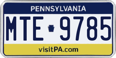 PA license plate MTE9785