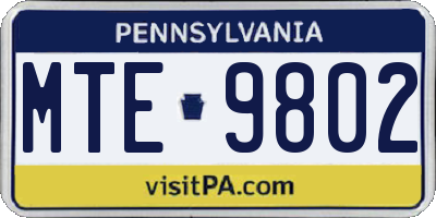 PA license plate MTE9802