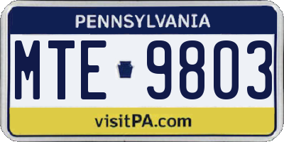 PA license plate MTE9803