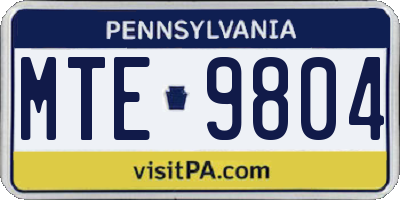 PA license plate MTE9804