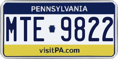 PA license plate MTE9822