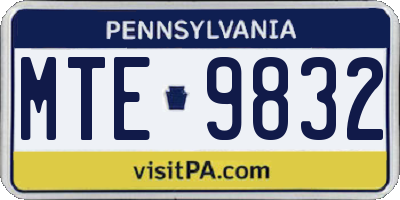PA license plate MTE9832