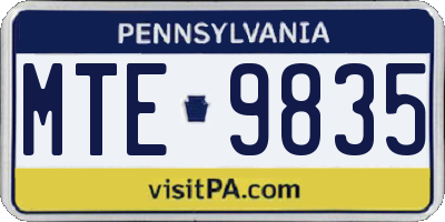 PA license plate MTE9835