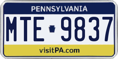 PA license plate MTE9837