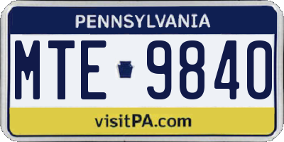 PA license plate MTE9840