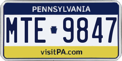PA license plate MTE9847
