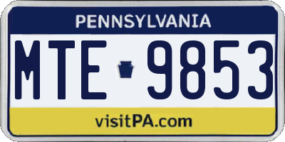 PA license plate MTE9853
