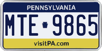 PA license plate MTE9865