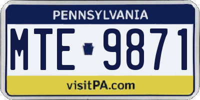PA license plate MTE9871