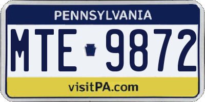PA license plate MTE9872