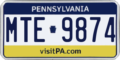 PA license plate MTE9874