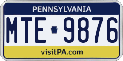 PA license plate MTE9876
