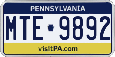 PA license plate MTE9892