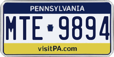 PA license plate MTE9894