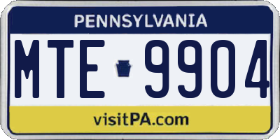 PA license plate MTE9904