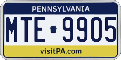 PA license plate MTE9905