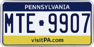 PA license plate MTE9907