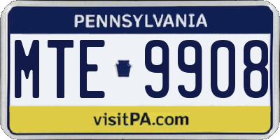 PA license plate MTE9908