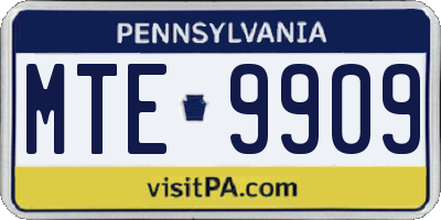 PA license plate MTE9909