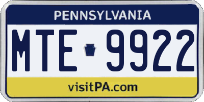 PA license plate MTE9922