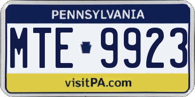 PA license plate MTE9923