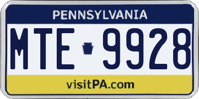 PA license plate MTE9928