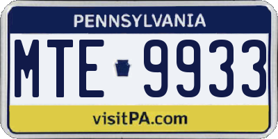 PA license plate MTE9933