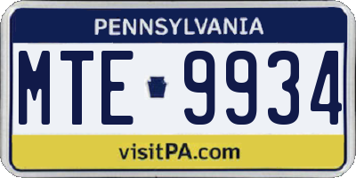 PA license plate MTE9934