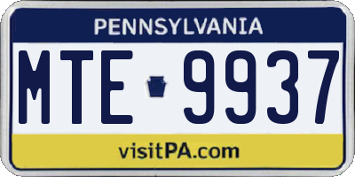 PA license plate MTE9937