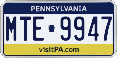 PA license plate MTE9947