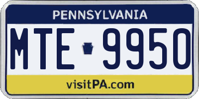PA license plate MTE9950