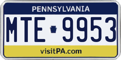 PA license plate MTE9953