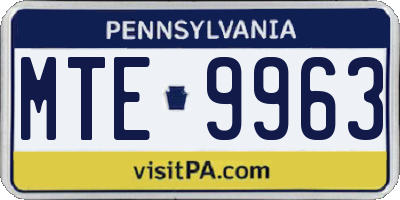 PA license plate MTE9963