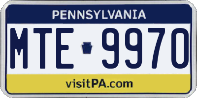 PA license plate MTE9970