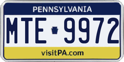 PA license plate MTE9972