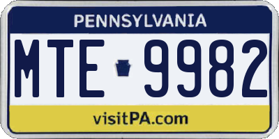 PA license plate MTE9982